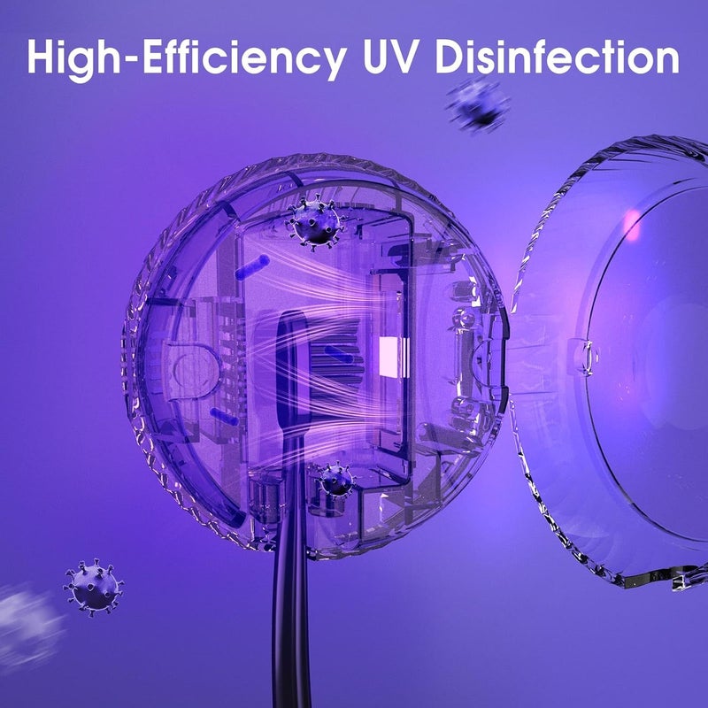iHave معقم فرشاة الأسنان - حوامل فرشاة الأسنان UV المثبتة على الحائط للحمامات، ملحقات حمام أنيقة وديكور حمام للمنزل وRV، أساسيات السفر، أدوات رائعة (وردي) - Image 2